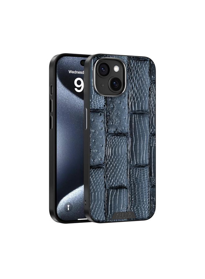 اس-توب جراب هاتف iPhone 15 من ABEEL بنمط وحش 6D من الجلد الأصلي MagSafe منقوش بدقة - Image 1