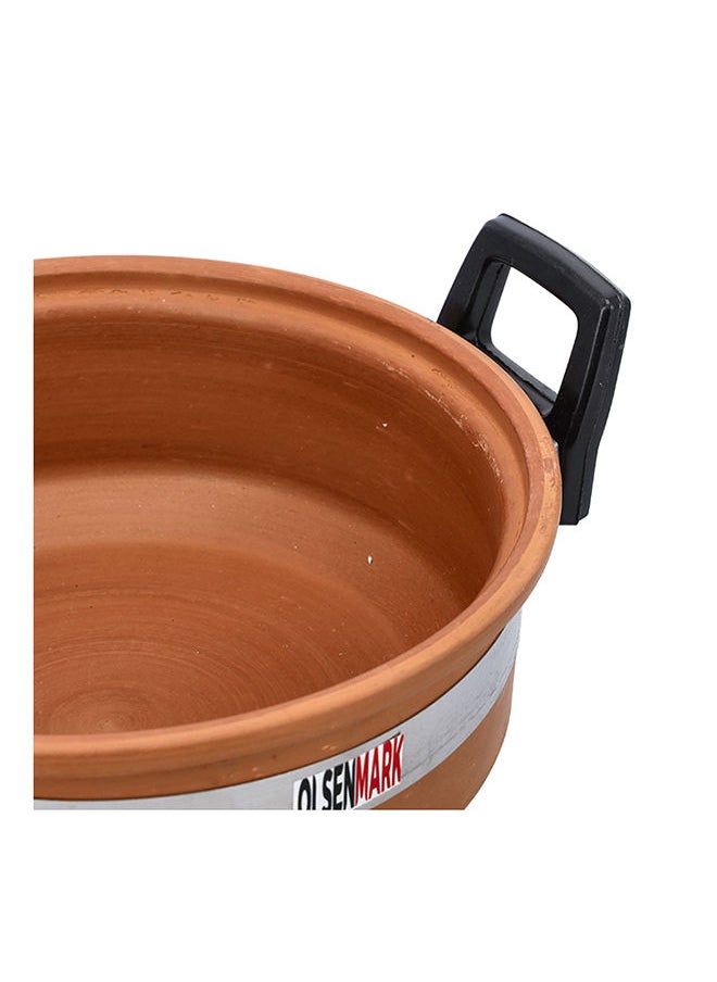 Olsenmark - Traditional Cookware Clay Handi With Glass Lid, OMCP6015 ,100% Eco-Friendly 500 ml  Cookware With Bakelite Handle And Knob, Clay pot - Image 1
