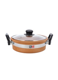 Traditional Cookware Clay Handi With Glass Lid, OMCP6015 ,100% Eco-Friendly 500 ml  Cookware With Bakelite Handle And Knob, Clay pot
