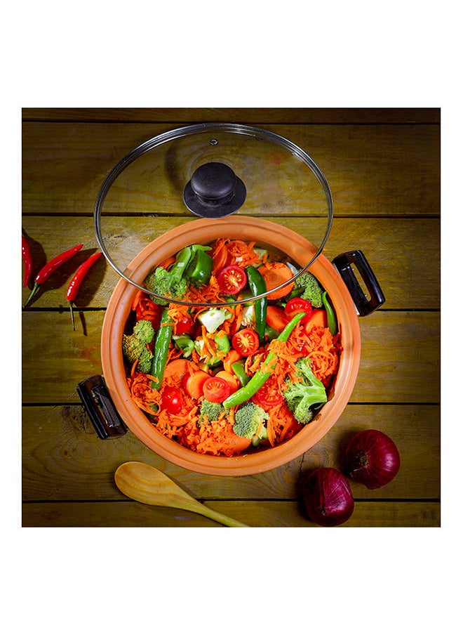 Olsenmark - Traditional Cookware Clay Handi With Glass Lid, OMCP6015 ,100% Eco-Friendly 500 ml  Cookware With Bakelite Handle And Knob, Clay pot - Image 1