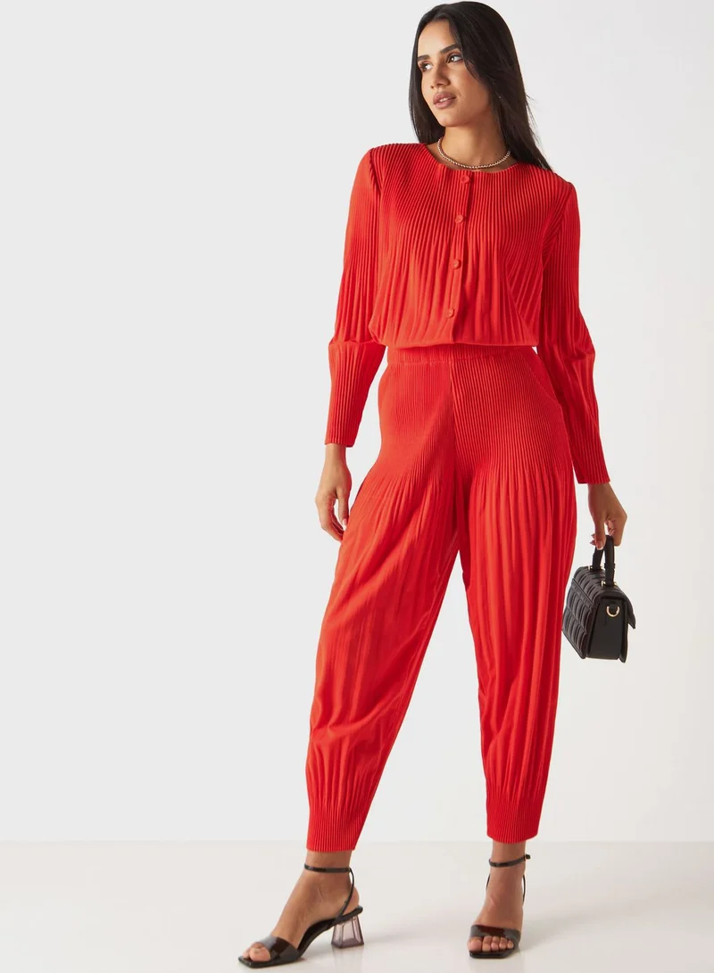 2Xtremz Plisse Button Detail Top