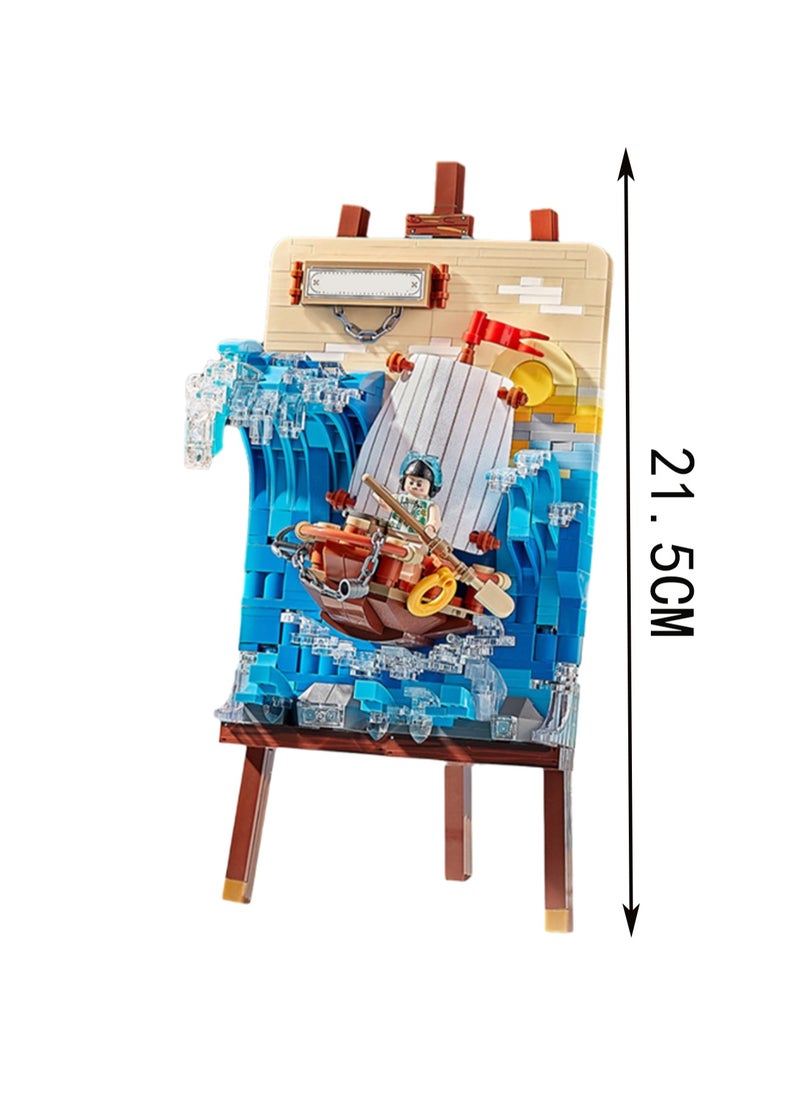 592pcs Sailboat 3d Painting Model Set Building Blocks Creative Diy Simulation Collection Building Assembling Toys Children Adult Home Decoration  - Image 2