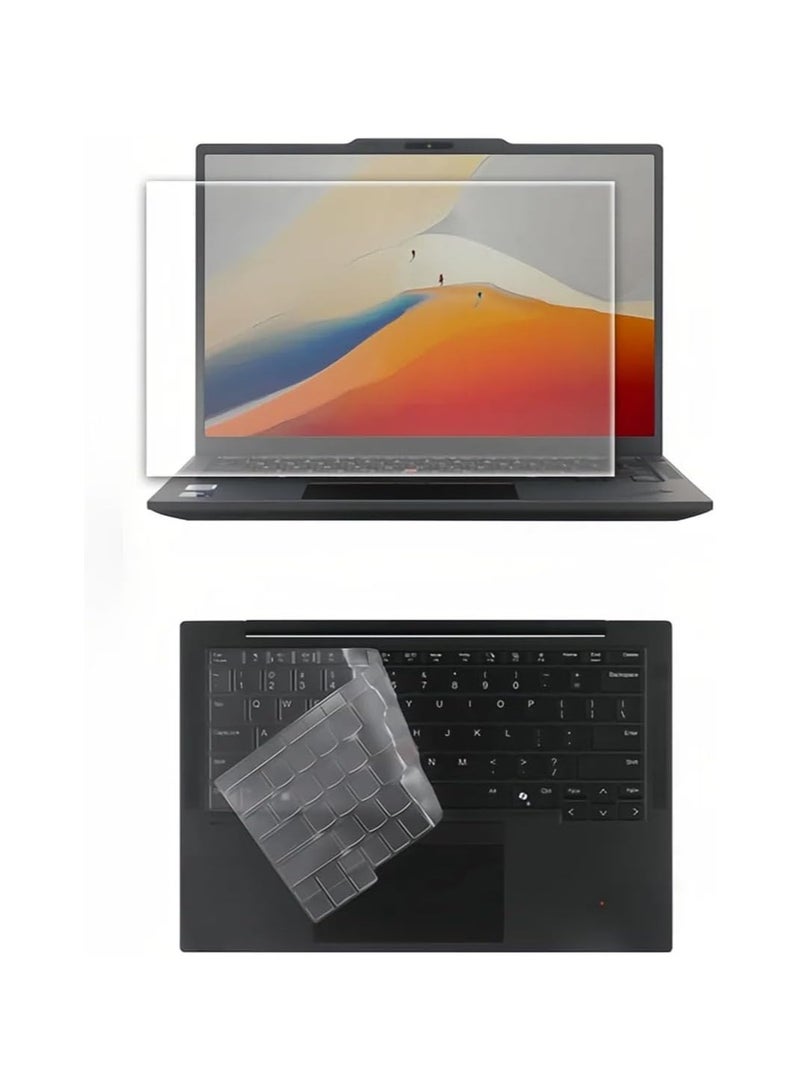 Compatible with the 13.3-inch Lenovo ThinkPad X13 Gen 6 2025 Highly Transparent Silicone TPU Laptop Keyboard Cover and HD Tempered Glass - Image 1