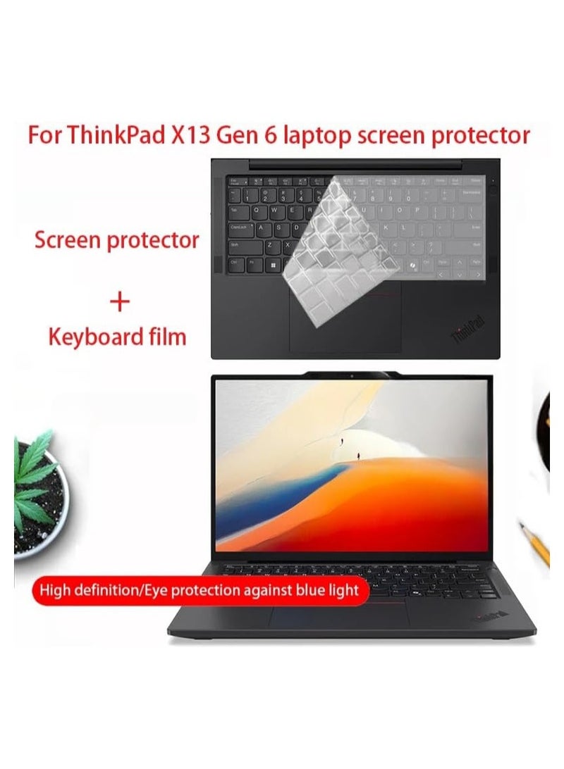 Compatible with the 13.3-inch Lenovo ThinkPad X13 Gen 6 2025 Highly Transparent Silicone TPU Laptop Keyboard Cover and HD Tempered Glass - Image 2