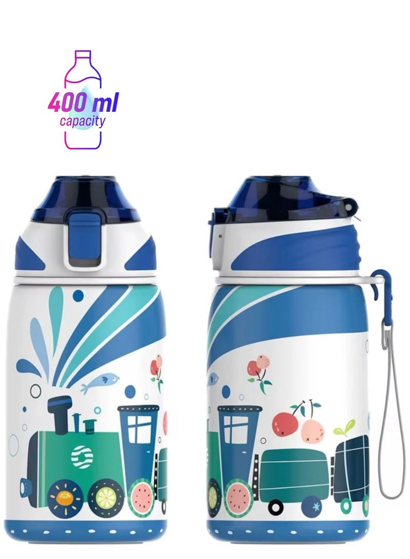 FjBottle زجاجة مياه للأطفال من FJbottle بسعة 400 مل - ترمس مفرغ من الهواء - مع قشة صحية وخالية من مادة BPA