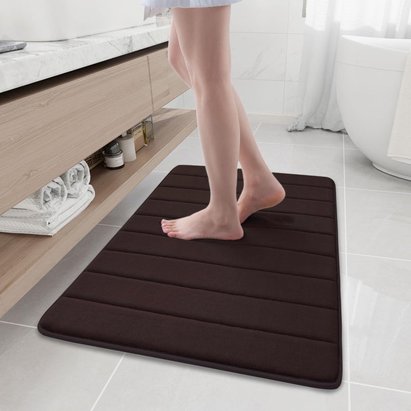 Buganda Memory Foam Bath Mat 354 x 24 Ultra Soft and NonSlip Bathroom Rugs Water Absorbent and Machine Washable Bath Rug Runner for Bathroom Shower and Tub Brown