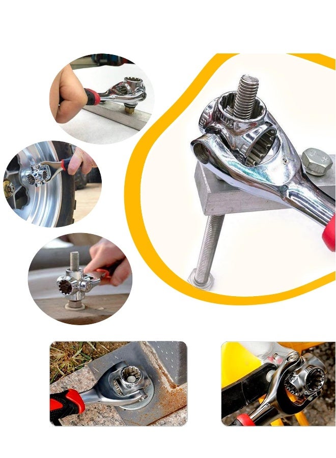 52 in 1 Universal Socket Spanner Wrench, 2024 Upgrade Multi-Functional Double-Ended Wrench Set with Magnetic and 360 Rotating Head, Adjustable Spanner Tool for Home and Car Repair