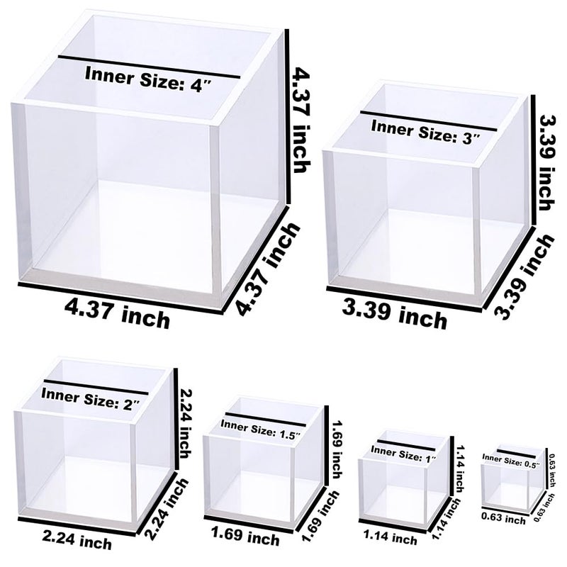 RESINWORLD Set of 4, 3", 2", 1.5", 1", 0.5" Clear Silicone Cube Molds, Large Deep Square Epoxy Resin Mold, Transparent Cube Silicone Molds for Resin Casting - Image 2