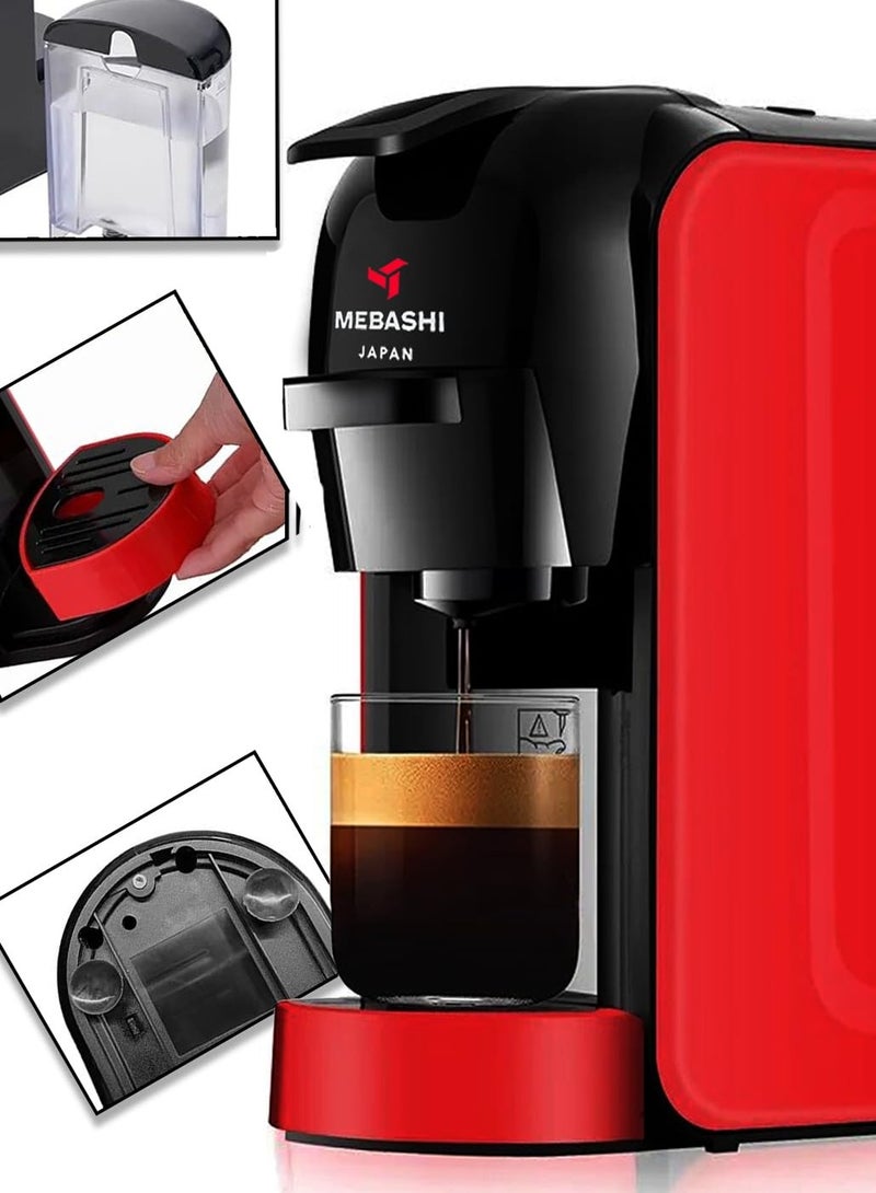 MEBASHI 3-in-1 Multi Capsule Coffee Machine, 0.6 L, 19 Bar, (ME-CEM301W) (Red) - Image 3