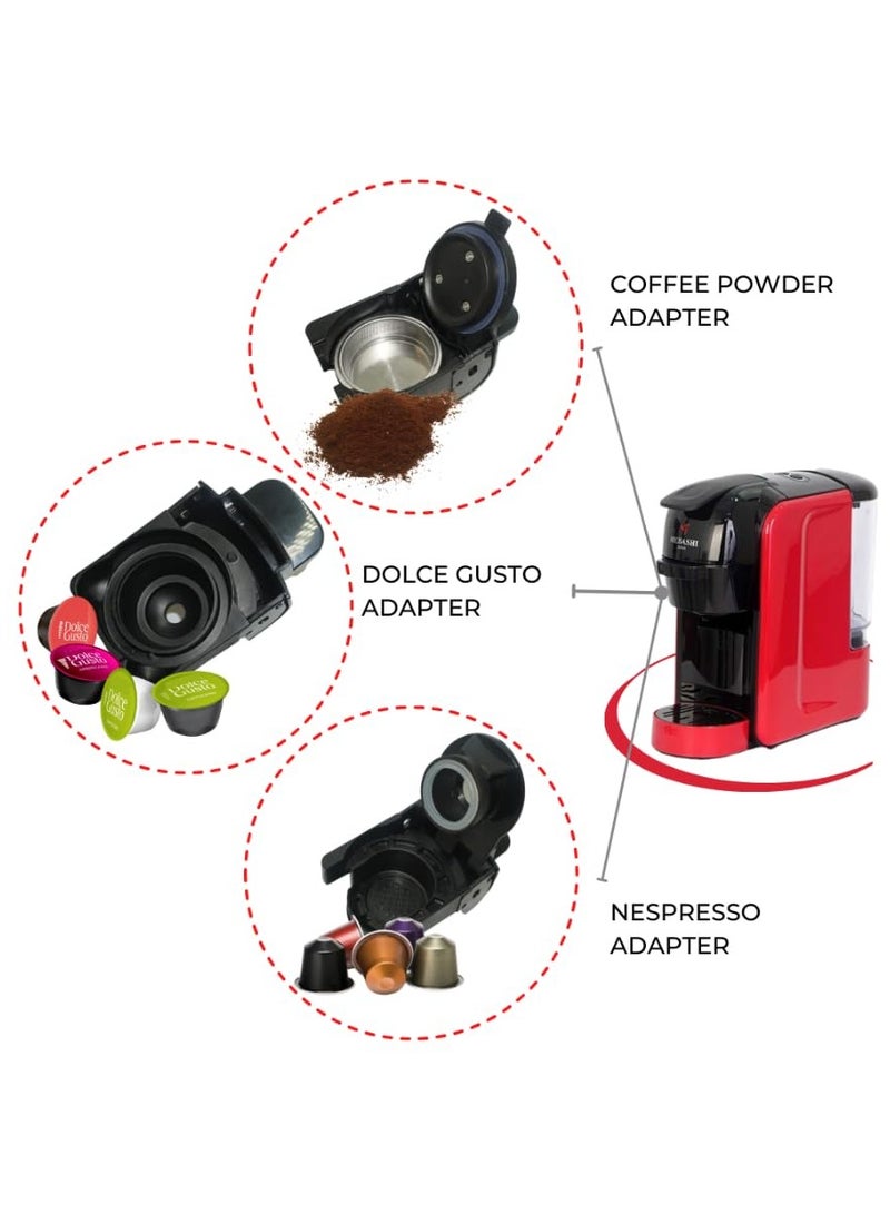 MEBASHI 3-in-1 Multi Capsule Coffee Machine, 0.6 L, 19 Bar, (ME-CEM301W) (Red) - Image 4