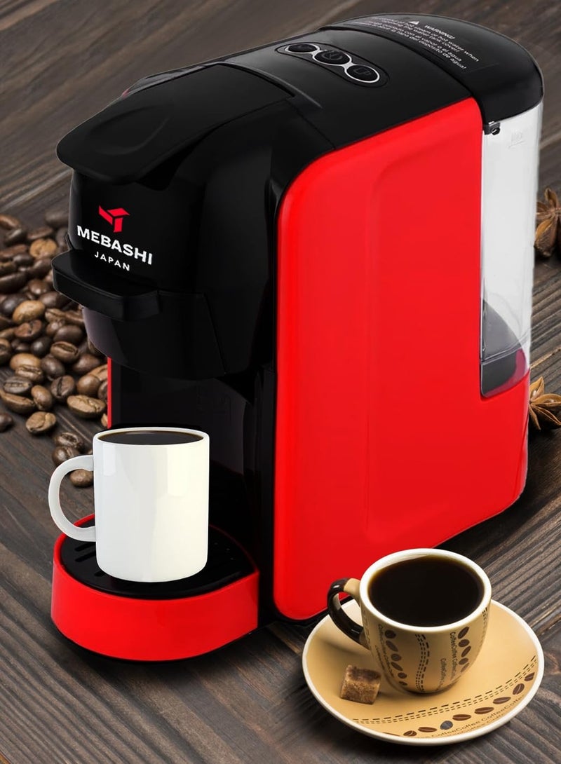 MEBASHI 3-in-1 Multi Capsule Coffee Machine, 0.6 L, 19 Bar, (ME-CEM301W) (Red) - Image 2