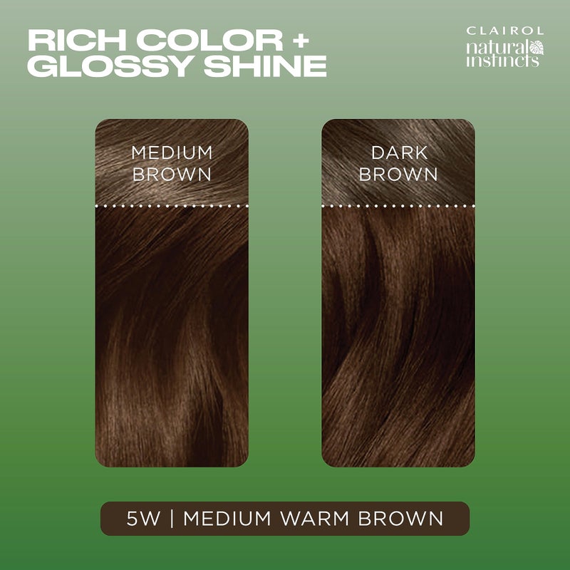 Clairol Natural Instincts Demi-Permanent Hair Dye, 5W Medium Warm Brown Hair Color, Pack of 1 - Image 4