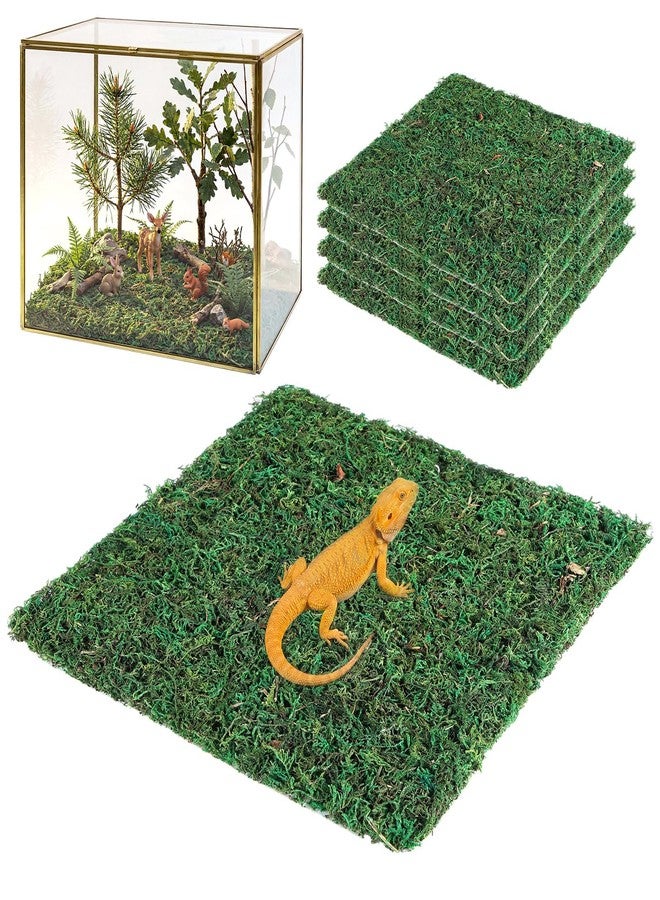 Breling 4 Pcs Reptile Carpet Natural Moss Terrarium Bedding 12'' x 12'' Reptile Habitat Mat Moisture Retaining Substrate Liner for Bearded Dragon Lizard Tortoise Snake Leopard Gecko Tank Accessories - Image 1
