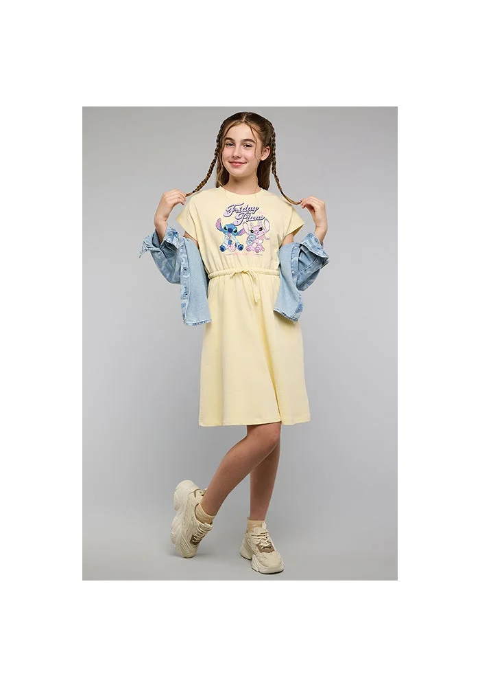 أر أند بي Stitch Print Fit & Flare Dress with Crew Neck and Short Sleeves