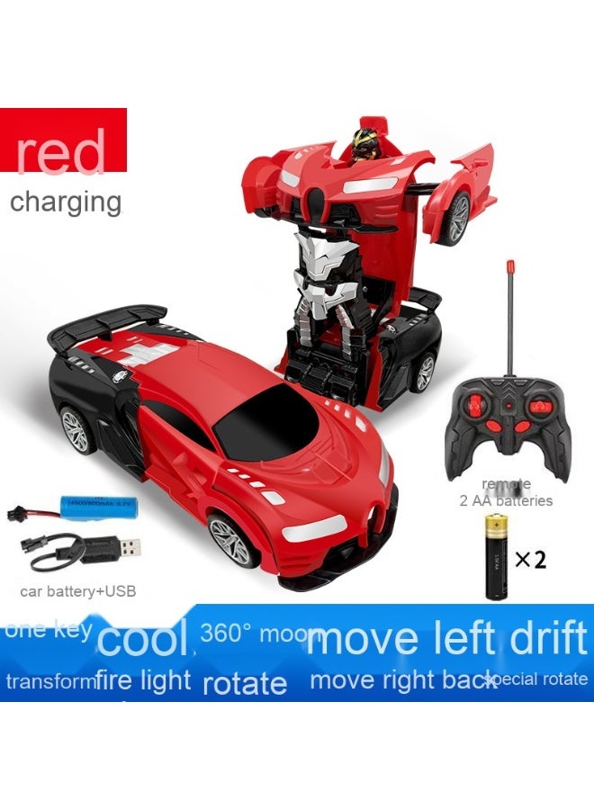 One-Click Transforming Remote Control Car - Kids Racing Model Police Car 