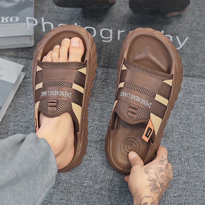 Slippers Men'S Summer Mesh Breathable Fashion Sandals And Slippers Plus Size Outdoor High Elastic Thick Bottom Height Increasing Slippers For Men - Image 3