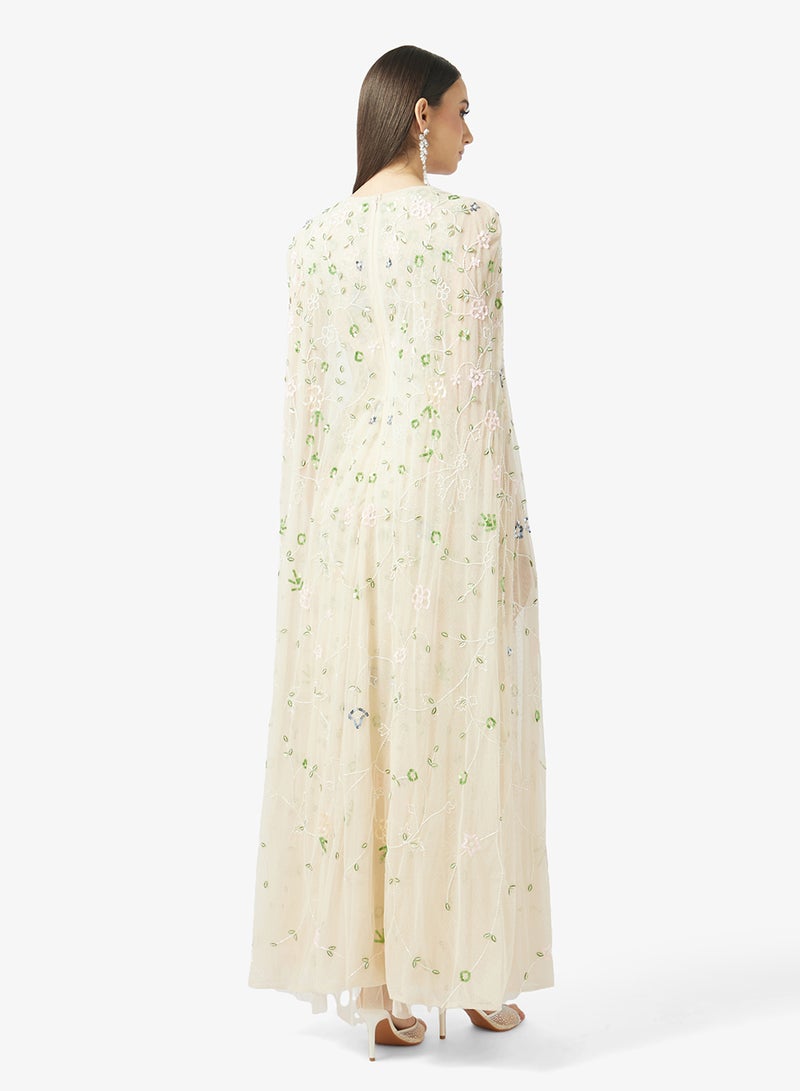 بيوت فستان ماكسي بأكمام كاب وياقة على شكل حرف - Image 2