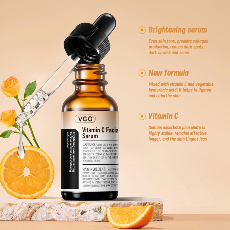 VGO Vitamin C Serum for Face, Vit C Anti Aging Serum with Hyaluronic Acid & Vitamina E, Deep Hydration Facial Care for All Skin Types, 1.01oz / 30ml - Image 3