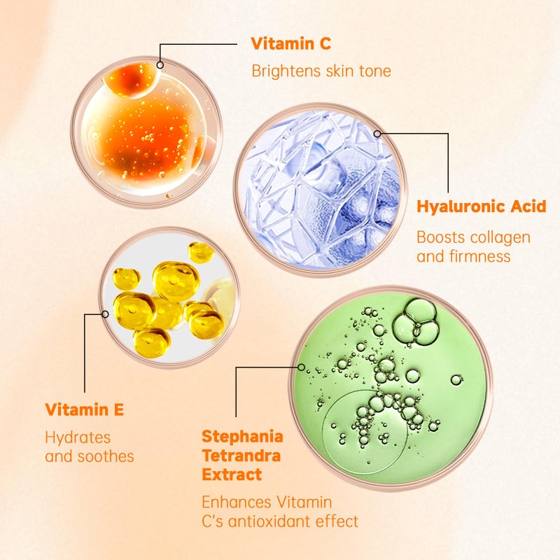 VGO Vitamin C Serum for Face, Vit C Anti Aging Serum with Hyaluronic Acid & Vitamina E, Deep Hydration Facial Care for All Skin Types, 1.01oz / 30ml - Image 2