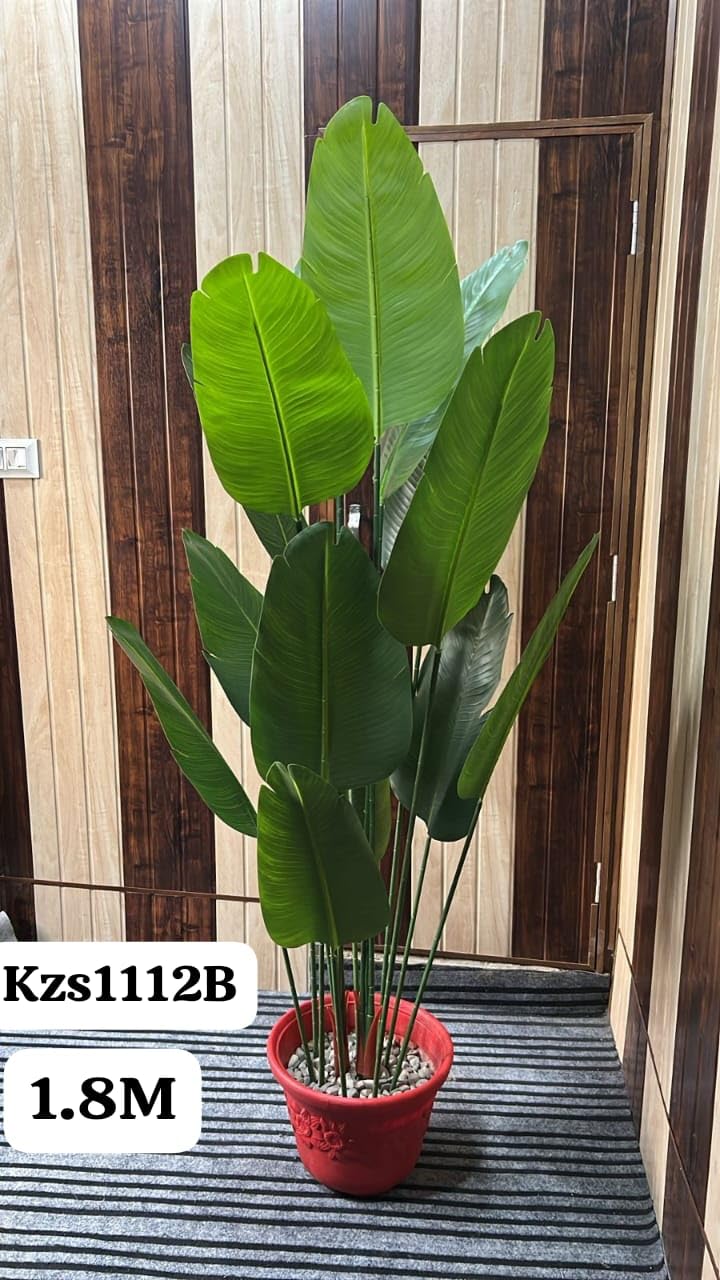 KAYKON Imported Artificial Banana Plant Big Size Plant Without Vase for Indoor/Outdoor -13 Branches (Green, Height- 6 Feet) - Image 4