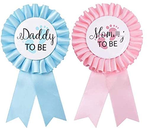 Milcraft 2 Pieces Daddy and Mom to Be Tinplate Badge Pin Gender Reveal Button Pins New Daddy Mommy Gifts for Baby Shower