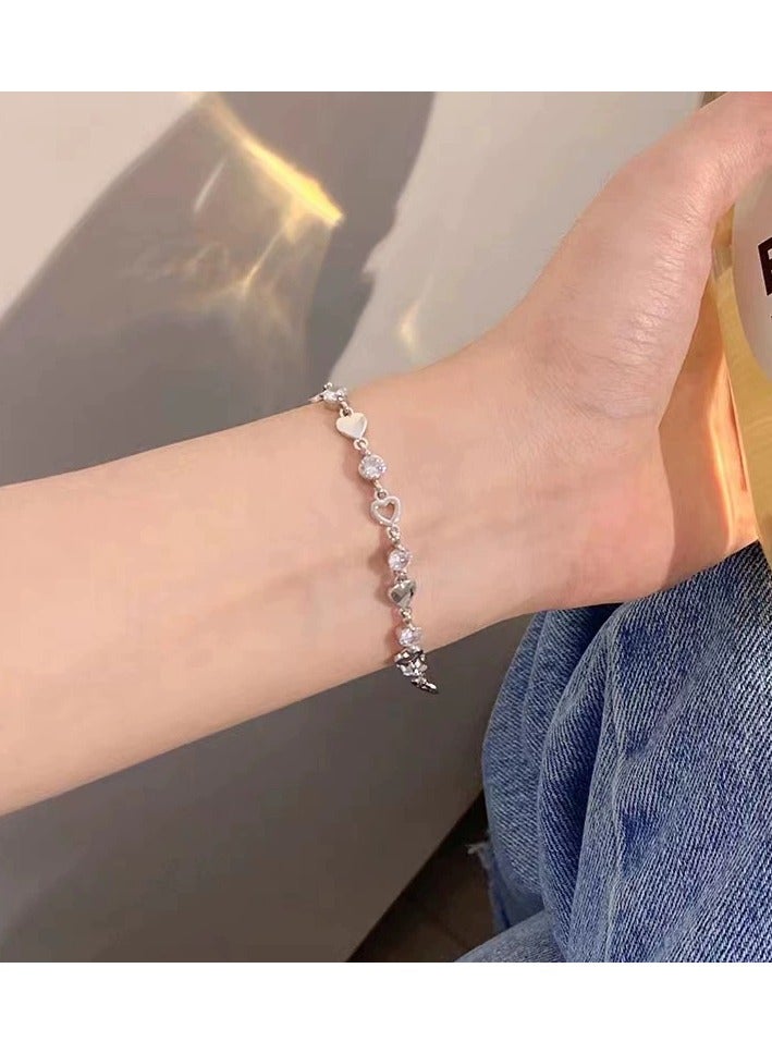 Goolsky Sweet & Cool Heart Rhinestone Bracelet – Hollow Design, Trendy Minimalist INS Style, Daily/Casual Wear - Image 2