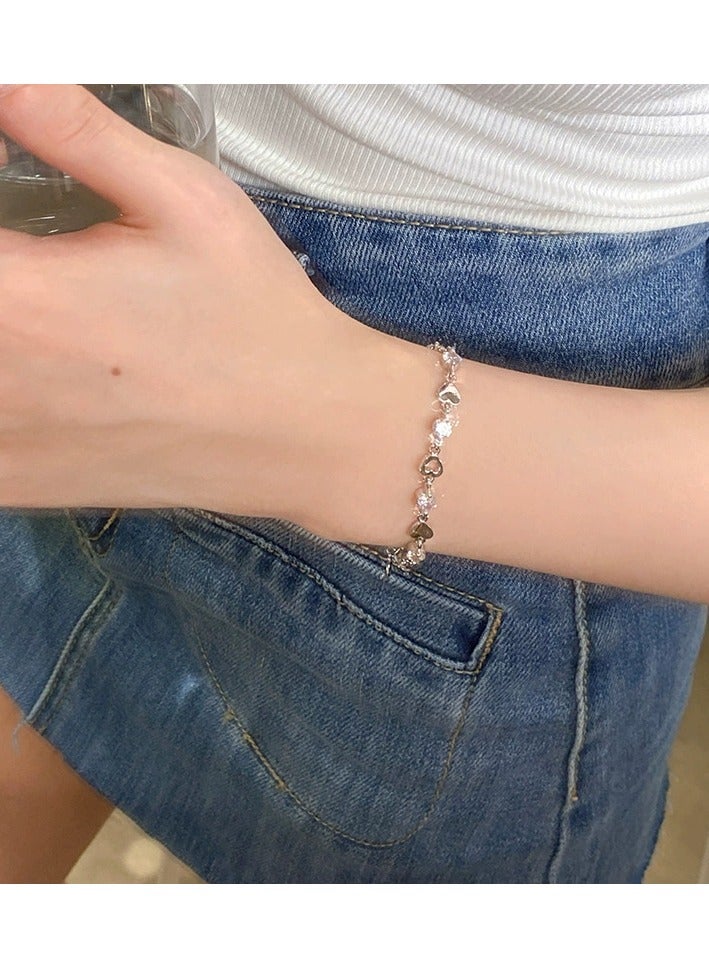 Goolsky Sweet & Cool Heart Rhinestone Bracelet – Hollow Design, Trendy Minimalist INS Style, Daily/Casual Wear - Image 5