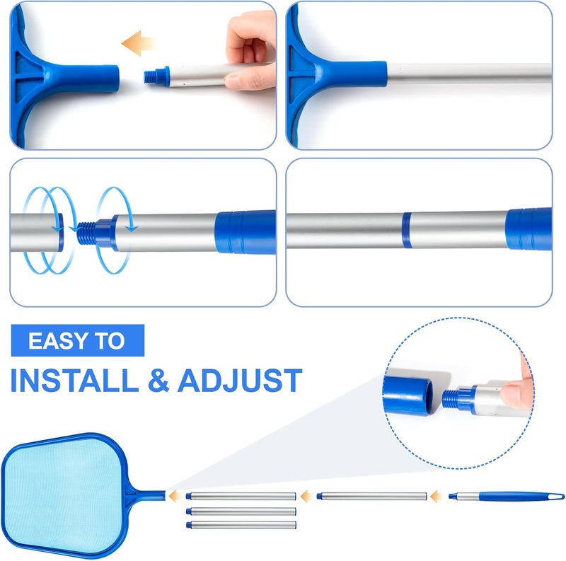 Loiyadn Pool Skimmer - Pool Skimmer Net with 5 Aluminum Pole Sections 64'', Skimmer Net with Fine Mesh Net for Cleaning Leaf of Swimming Pools, Spas, Hot Tubs and Fountains - Image 5