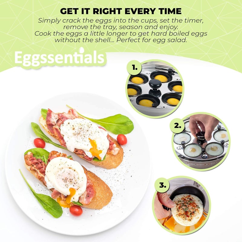 Eggssentials صانع البيض المسلوق من الفولاذ المقاوم للصدأ مع ملعقة طعام، آمن لدرجة الطعام وخالي من PFOA - Image 4