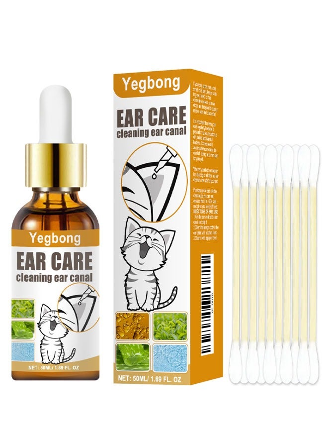 YEGBONG Ear Cleaner for Dogs and Cats Ear Mite Oil, Ear Drops Mites Gentle Ear Cleaning Effective Care Agent Against Ear Mites(50ML) - Image 2