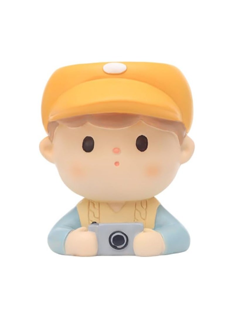 Generic Cute Boy Succulent Flower Pot Is Suitable For Growing Herbs, Succulents, Cacti, And Can Also Be Used As A Pen Holder For Diy Micro Landscape Home Decoration (Photographing Boy)  - Image 1
