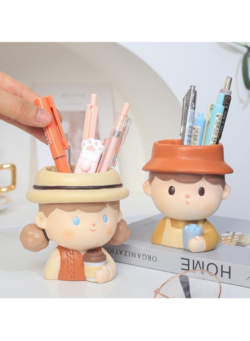 Generic Cute Boy Succulent Flower Pot Is Suitable For Growing Herbs, Succulents, Cacti, And Can Also Be Used As A Pen Holder For Diy Micro Landscape Home Decoration (Photographing Boy)  - Image 2