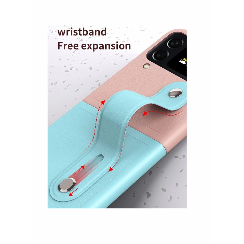 SOLARAE Case for Samsung Galaxy Z Flip 4 (Z Flip4 5G), Ultra Thin Premium PC Matte Finish Anti-Scratch Cover, Silky Touch Feeling Phone Case with Retractable Stand Strap (Pink/blue) - Image 4