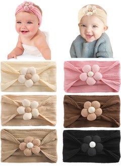 iMissiu 6 Pcs Baby Headbands, Baby Girl Flower Headbands, Handmade Flower Headbands for Newborn, Cute Nylon Headbands for Infant Toodle Baby  - Image 1