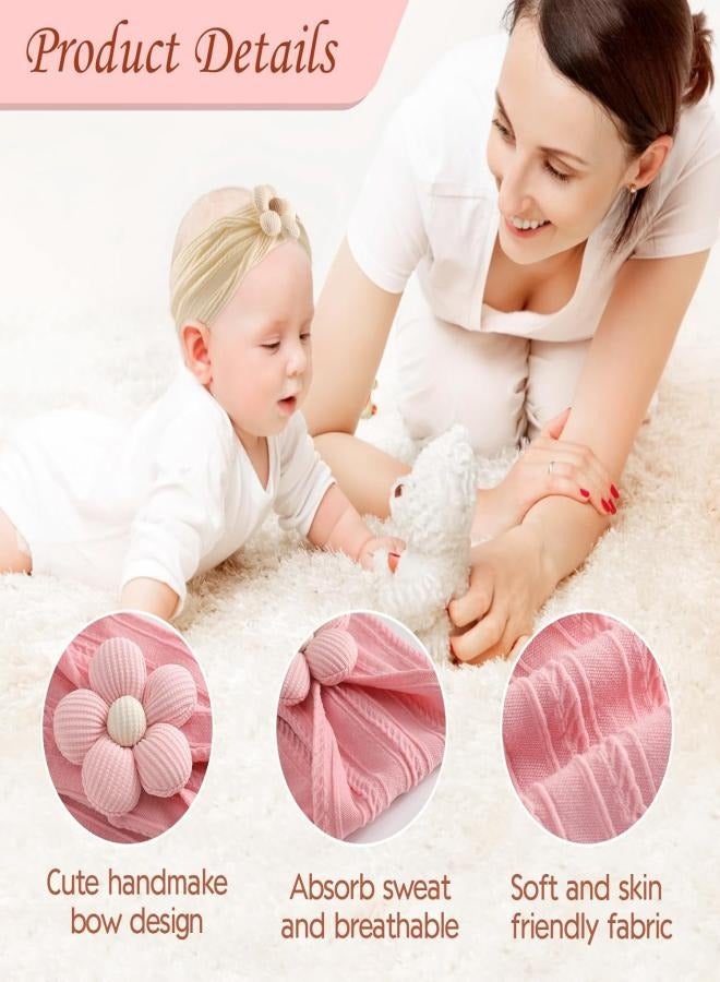 iMissiu 6 Pcs Baby Headbands, Baby Girl Flower Headbands, Handmade Flower Headbands for Newborn, Cute Nylon Headbands for Infant Toodle Baby - Image 2