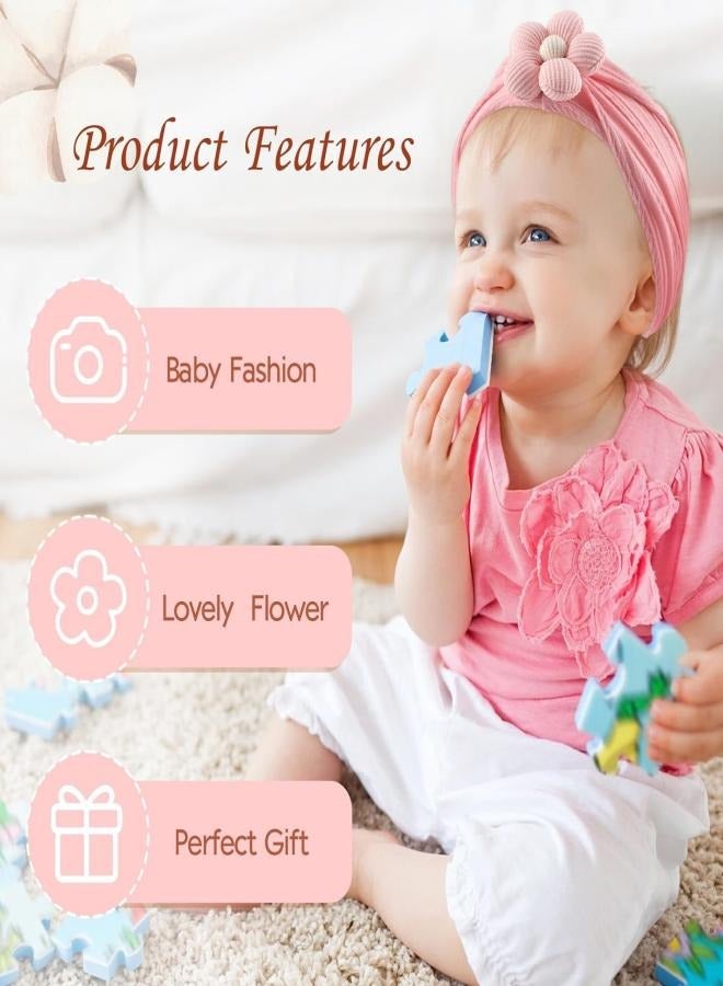 iMissiu 6 Pcs Baby Headbands, Baby Girl Flower Headbands, Handmade Flower Headbands for Newborn, Cute Nylon Headbands for Infant Toodle Baby - Image 3