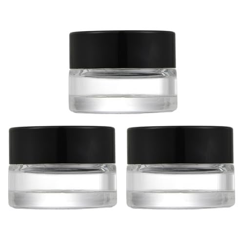 ASTRQLE 3PCS 5ML Black Cap Clear Glass Empty Refillable Makeup Cosmetic Face Cream Lotion Eye Cream Sample Jar Pot Bottle Container - Image 1