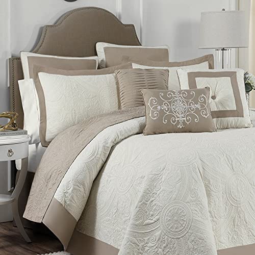 Vue Bensonhurst Modern Farmhouse Medallion Bed Spread, California King, Ivory - Image 2