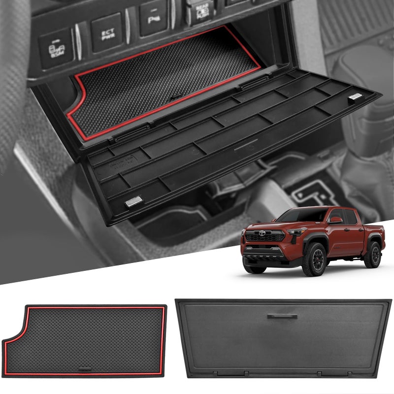 GZSH Hidden Front Center Console Cover fit for Toyota Tacoma 20162023 3RD GEN Tacoma AntiDrop Privacy ABS Plastic Center Console Cover with Isolation Charging pad Only fit for Wireless Charging - Image 3