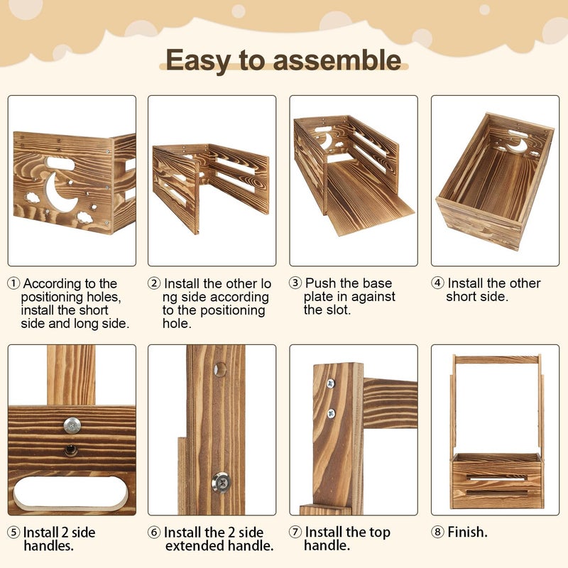 TAEYONK Wooden Baby Shower Crate Closet, Baby Shower Basket with 33.5" High Hanger Rack and Swing, DIY Baby Welcome Box with Handle, Easy Assembly Storage Crate for Pregnancy New Parentï¼ˆBrownï¼‰ - Image 5