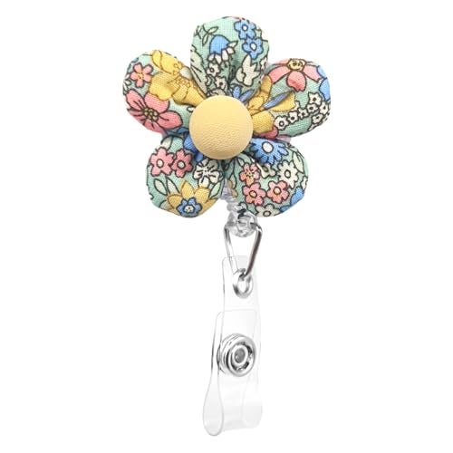 Sopopal Flower Badge Reel Holder Retractable Clip Cute Floral Badge Reels Decorative Daisy ID Clip for Nurses Medical Assistant Hospital Women - Deep Green - Image 1