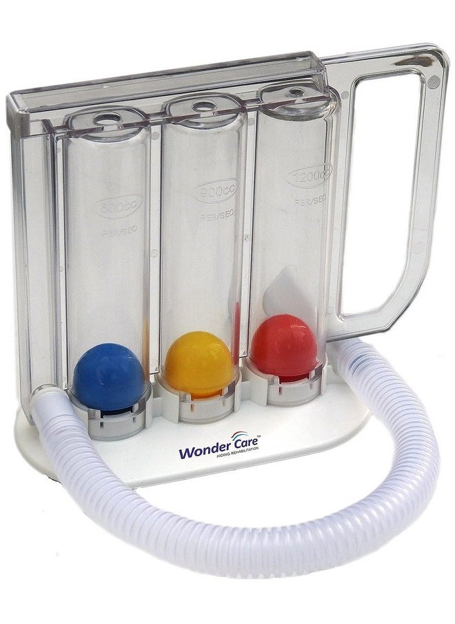 Wonder Care - Deep Breathing Lung Exerciser 3 Balls Incentive Spirometer Small And Washable For Adults White Pack Of 1. - Image 1