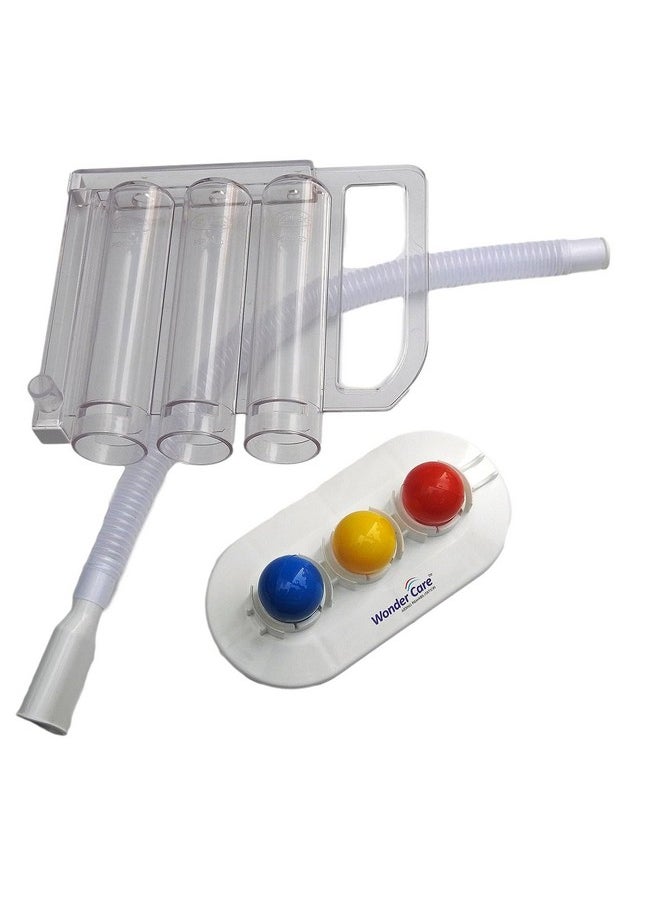 Wonder Care - Deep Breathing Lung Exerciser 3 Balls Incentive Spirometer Small And Washable For Adults White Pack Of 1. - Image 1
