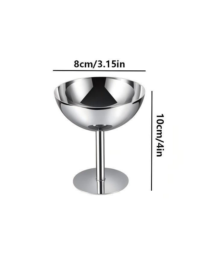 2 piece ice cream cup，stainless steel dessert cup，sauce bowl，mini round foot yogurt snack candy cup，suitable for salad fruit pudding party （Silver） - Image 2