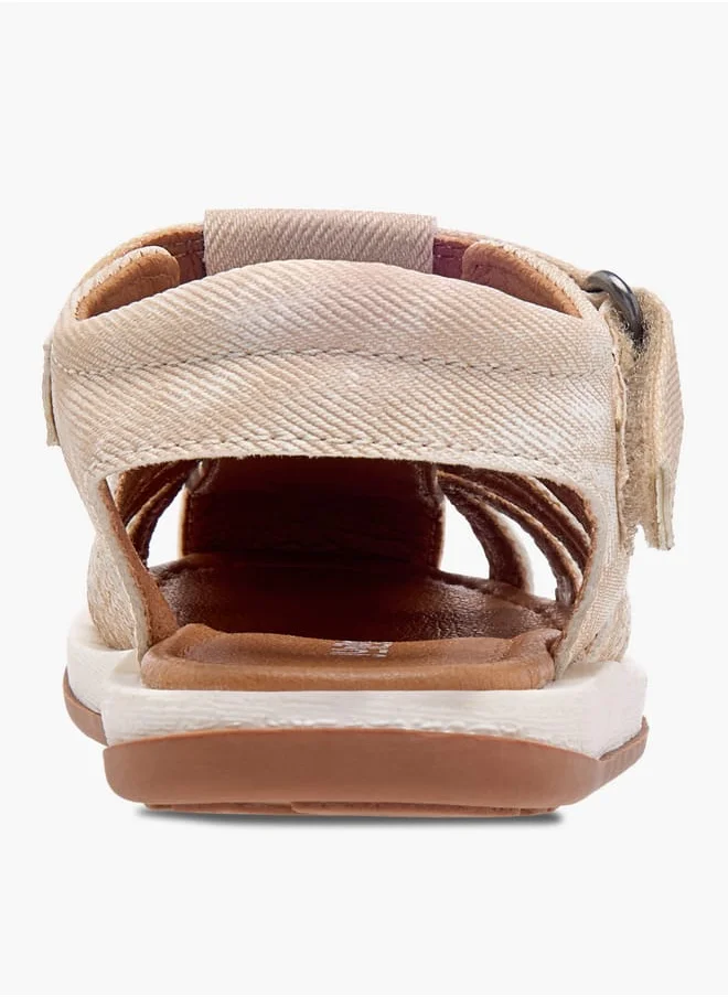 جونيورز Boys Textured Caged Sandals with Hook and Loop Closure