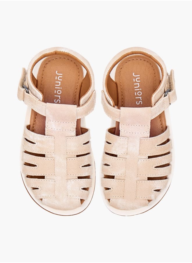 JUNIORS - Boys Textured Caged Sandals with Hook and Loop Closure - Image 1