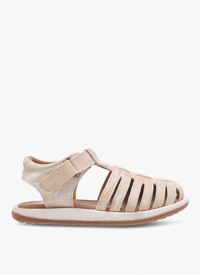 JUNIORS - Boys Textured Caged Sandals with Hook and Loop Closure - Image 1
