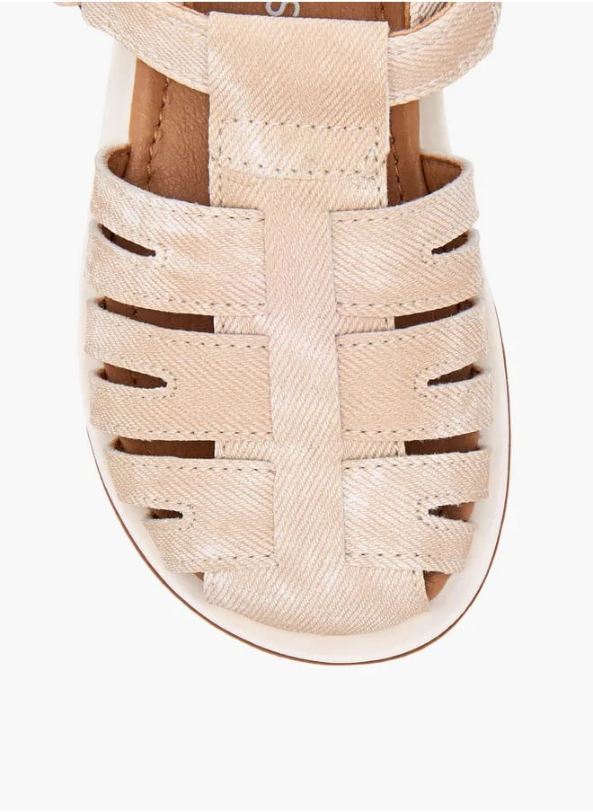 جونيورز Boys Textured Caged Sandals with Hook and Loop Closure