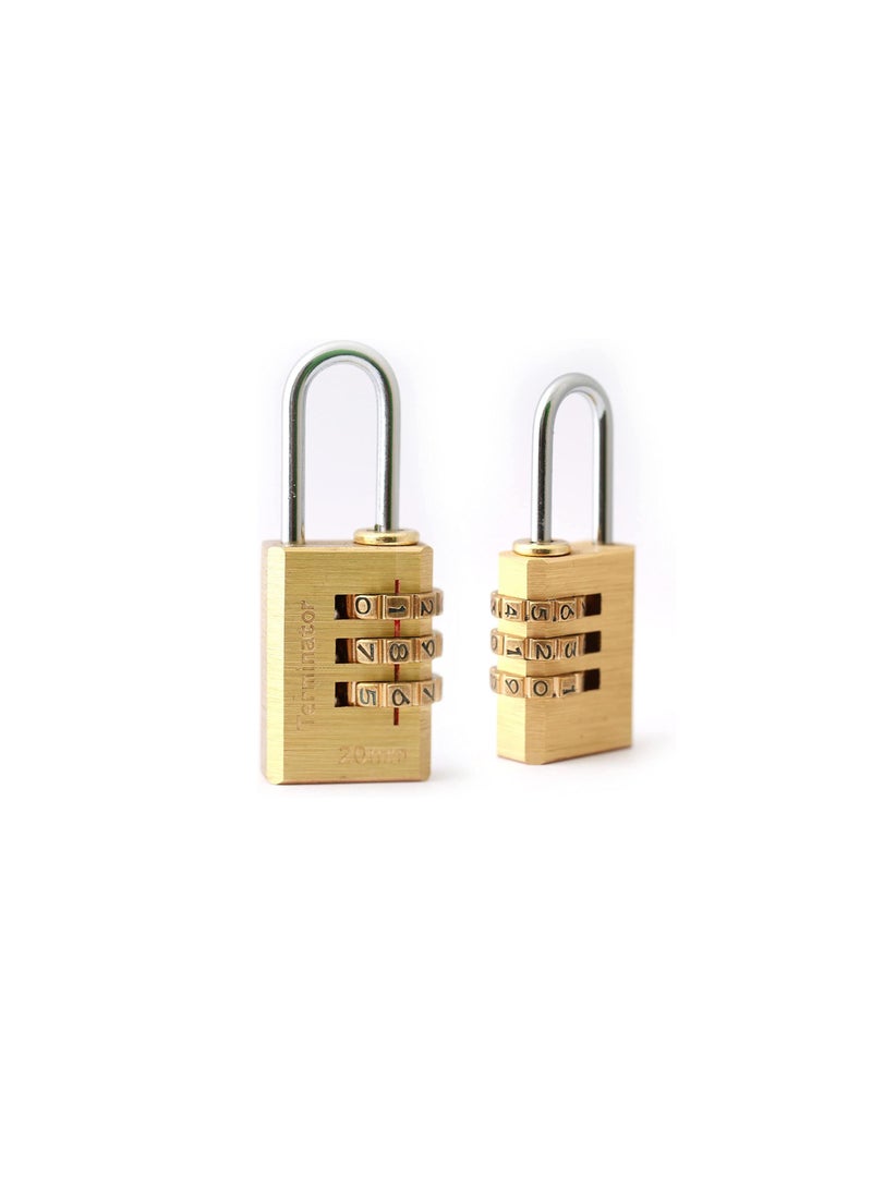 Terminator Brass Combination Pad Lock 20mm Three Brass Dials Safety Lock for Luggage and Cabinets - Image 2