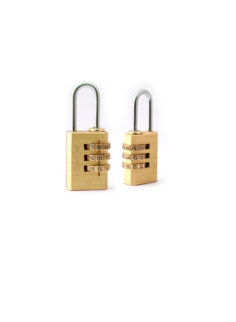 Terminator Brass Combination Pad Lock 20mm Three Brass Dials Safety Lock for Luggage and Cabinets - Image 1